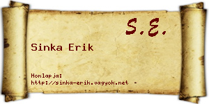 Sinka Erik névjegykártya